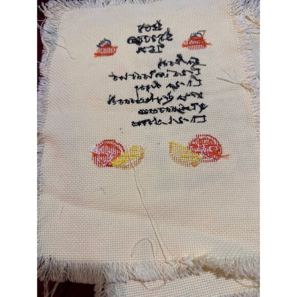 Set Of 2 Vintage Cross-Stitched Recipe Panels - Quiche Lorraine & Hot Spiced Tea - Picture 10 of 10